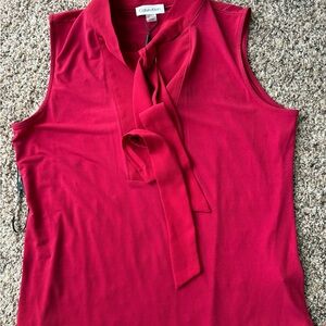 Calvin Klein Red Tie-Neck Blouse Valentine Red